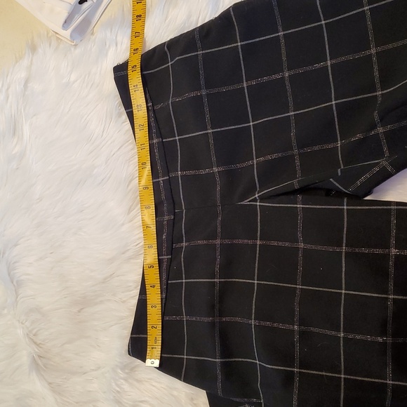 Bar III Cropped Pant Black Gray Windowpane Pattern Lightweight Flat Front Size M - Picture 4 of 7